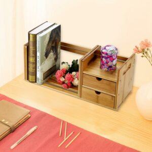 Bamboo Wood Extendable Desktop Book Rack