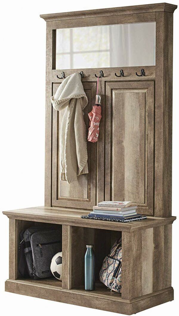 Hall Tree Storage Bench With Shelves
