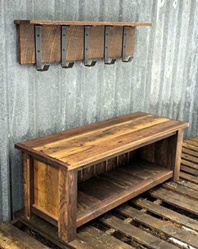 Reclaimed Barn Wood Bench And Shelf Set