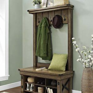 Wood Entryway Hall Tree And Storage