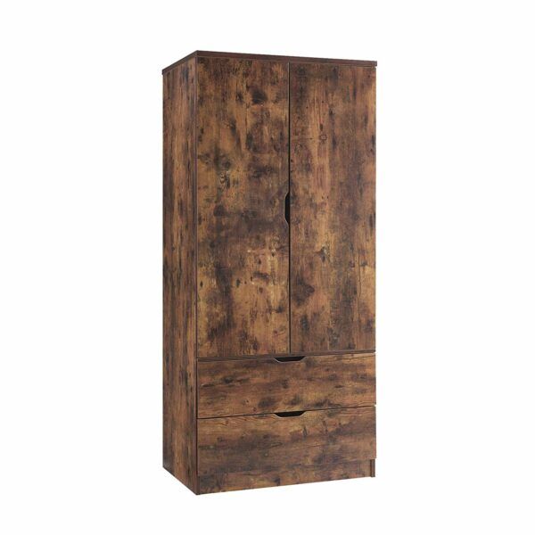 Rustic Wooden Two Drawer Wardrobe