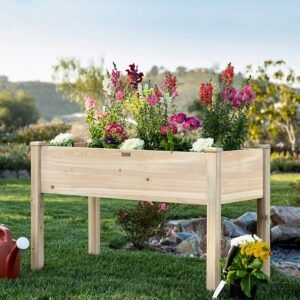 Elevated Wood Garden Planter Box