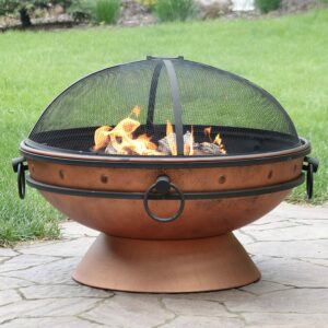 Large Copper Finish Outdoor Fire Pit Bowl