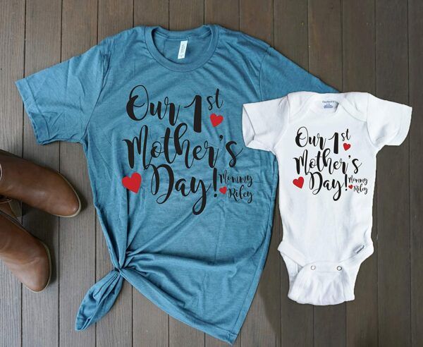 First Mother's Day T-Shirt Onesie Set