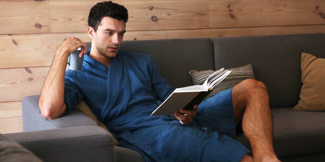 Natural Linen Men's Dressing Robe - My Inviting Home