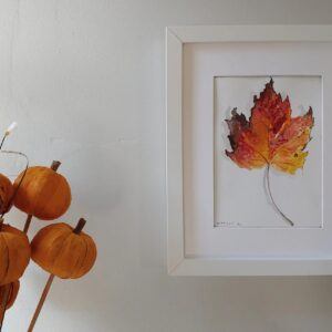 Autumn Leaf Watercolor Framed Painting