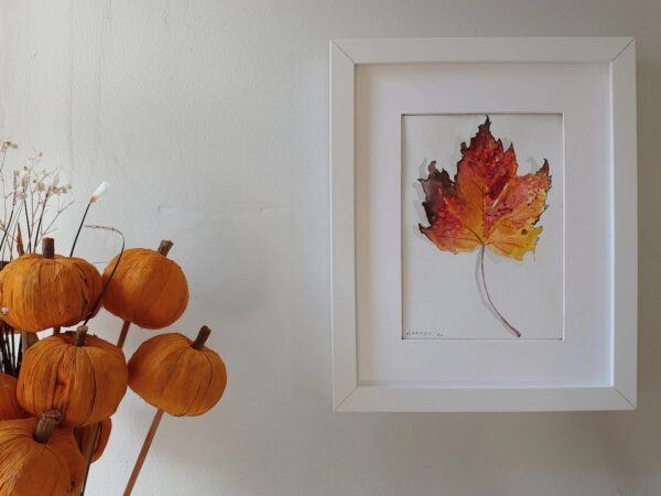 Autumn Leaf Watercolor Framed Painting