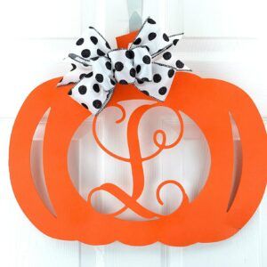 Pumpkin Monogram Halloween Door Hanger