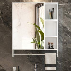 Wall Mounted Aluminum Bathroom Mirrored Cabinet
